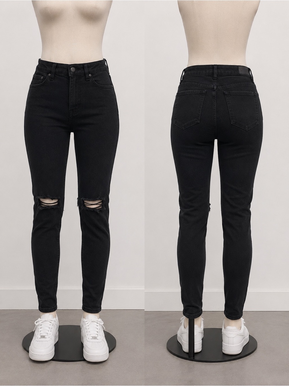 American Eagle Outfitters Black Distressed High-Rise Skinny Jeans